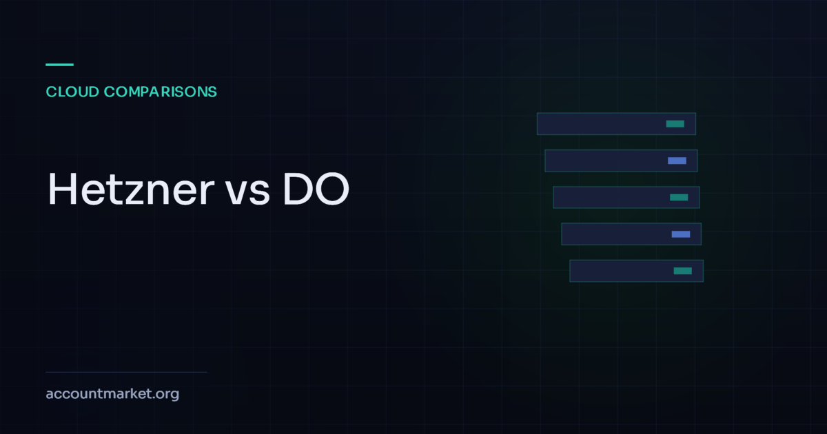 Hetzner vs DigitalOcean comparison shown as a rack motif